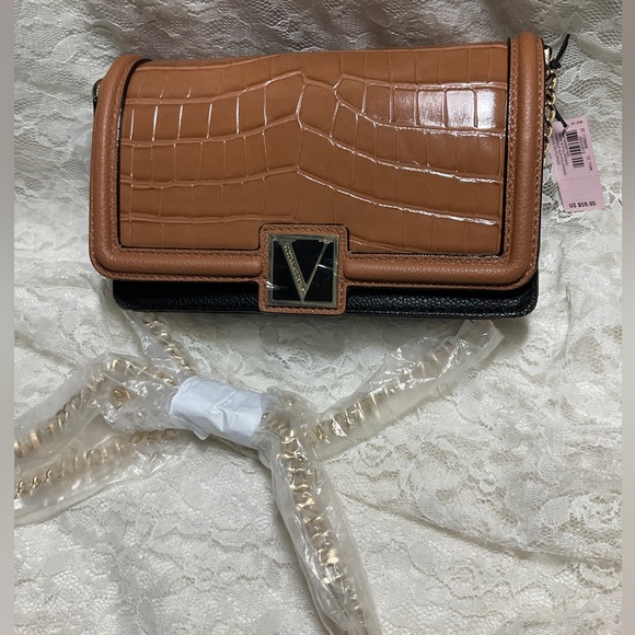NWT VICTORIA’s SECRET BLACK & BROWN CROSSBODY - chain strap - Picture 1 of 9